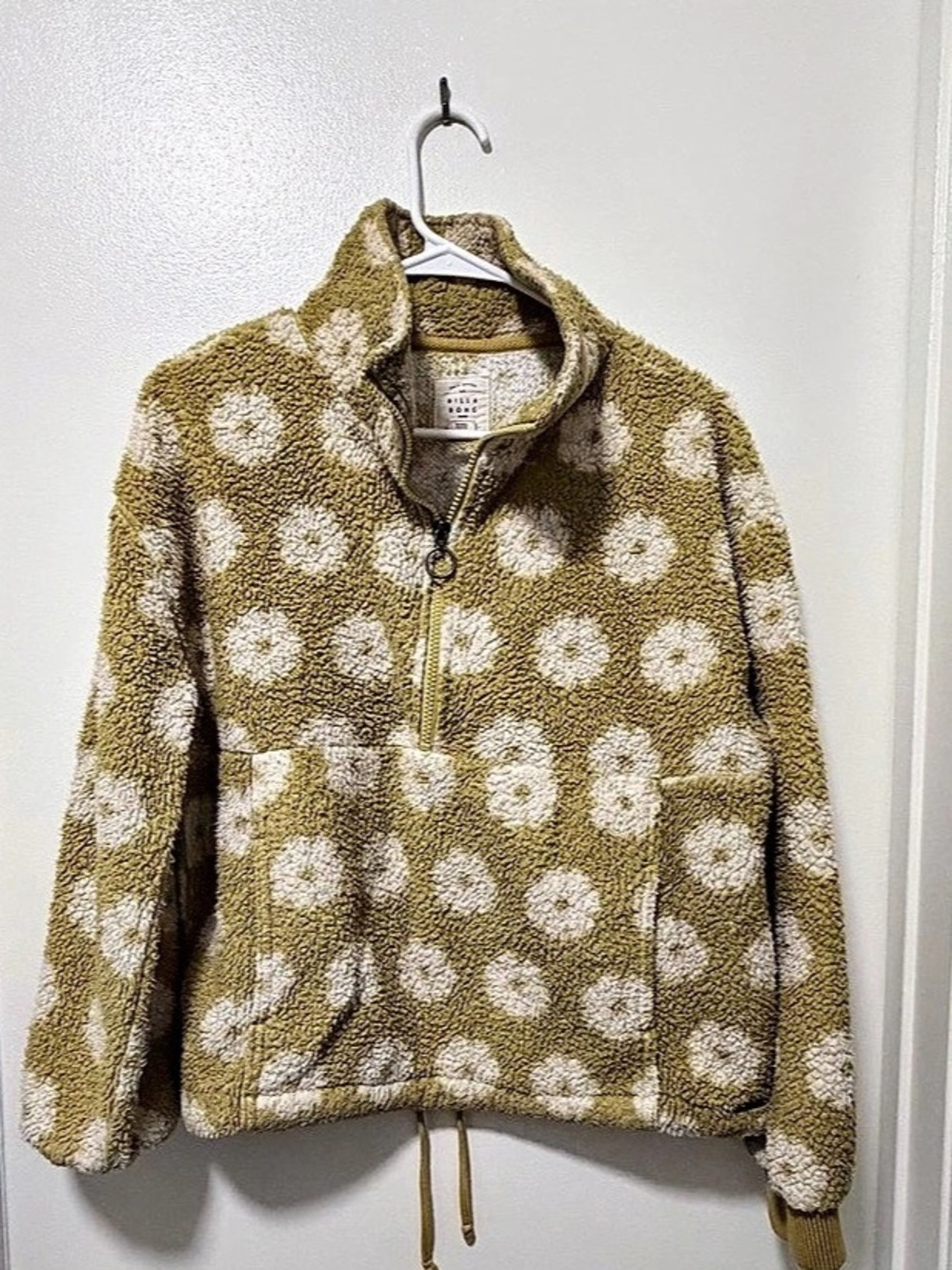 Billabong Time Off Daisy Fleece Pullover Green & White Medium